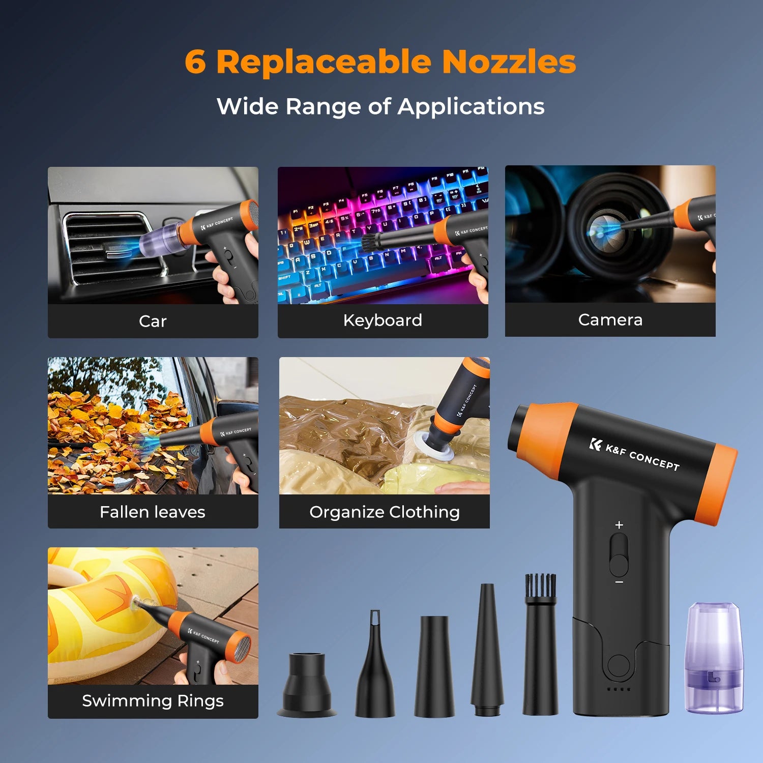 K&F Concept Cordless Electric Air Duster – PC, Laptop & Camera Cleaner