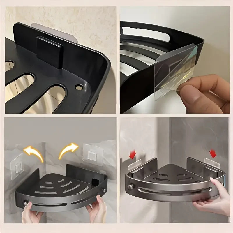 No-Drill Heavy-Duty 3pcs Bathroom Corner Shelf Set