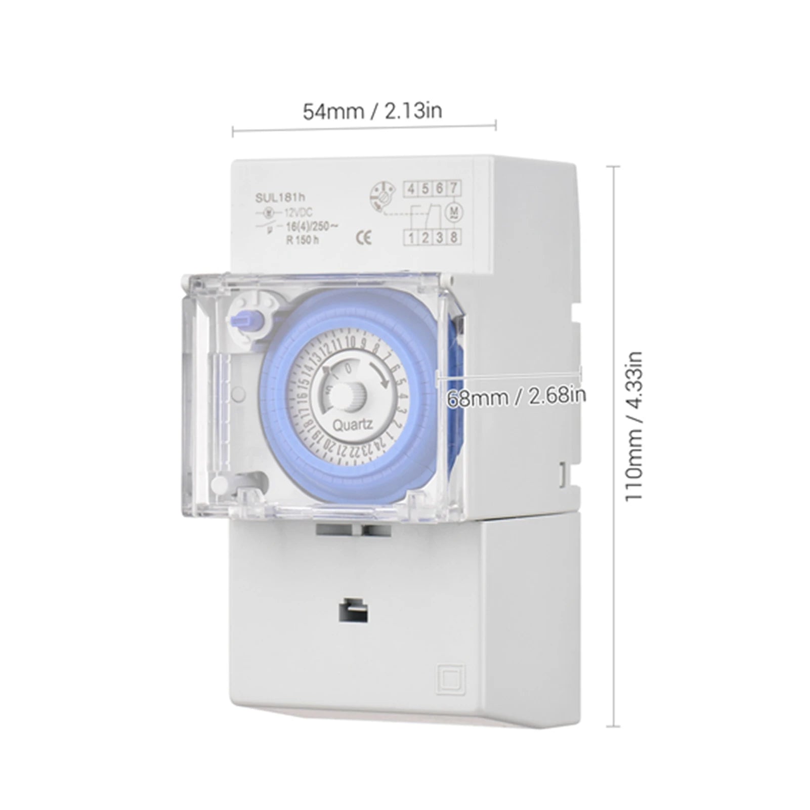 DIN Rail Mechanical 24hr Timer Switch DC 12V – 48 ON/OFF Settings