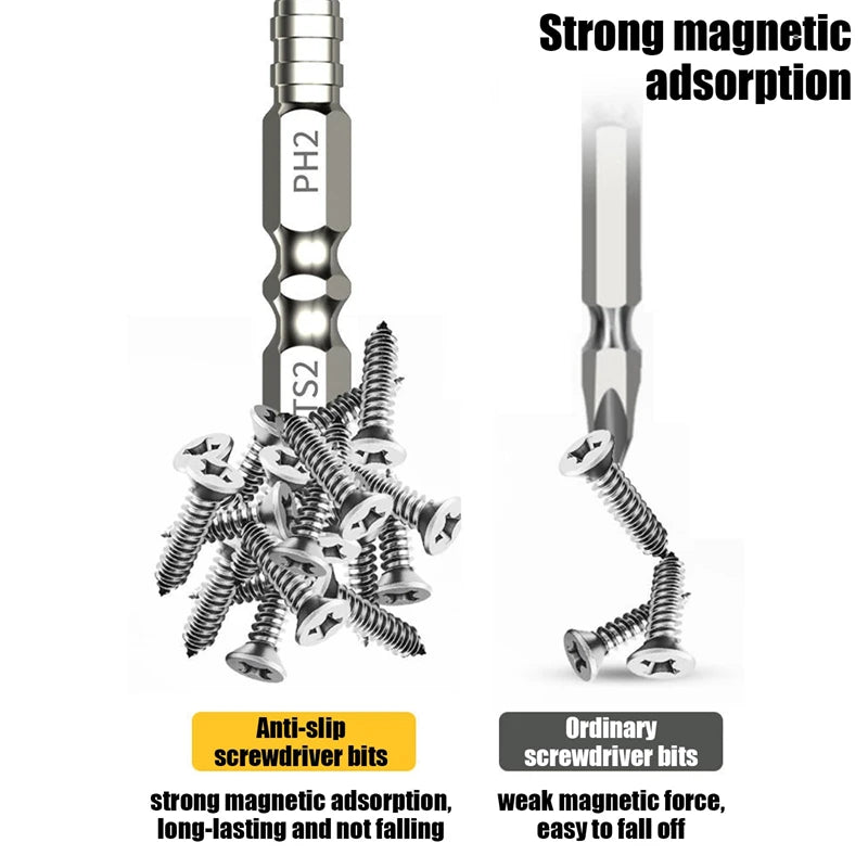 Non-slip PH2 Magnetic Batch Head Cross Screwdriver Hardness Drill Bit
