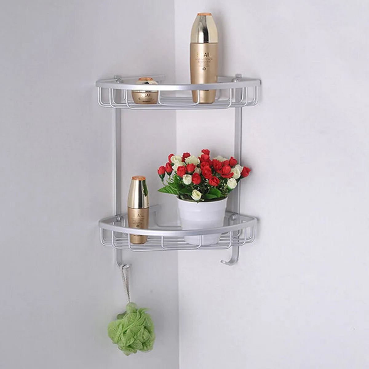 Bathroom Shelves Aluminum Shower Triangular Rack Storage Corner Shelf