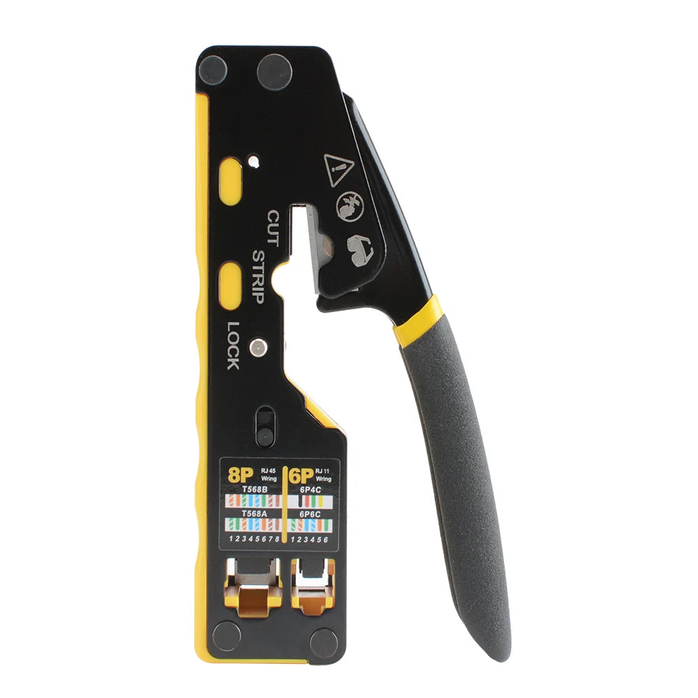 3-in-1 RJ45 Network Crimper – Crimp, Cut & Strip Cat6A/6/5E & RJ11/12