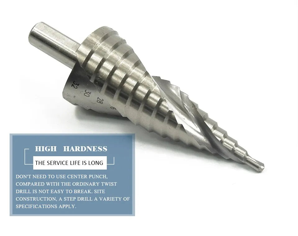 XCAN 1Pc 4-32 mm HSS Step Drill Bit Spiral Groove Step Cone Drill