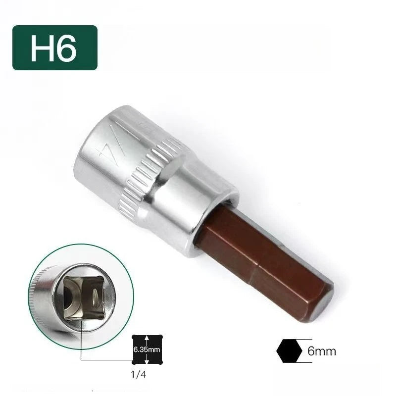 6Pcs 1/4 Inch Screwdriver Bit Socket Set Hex Screw Driver Bits H3-H8
