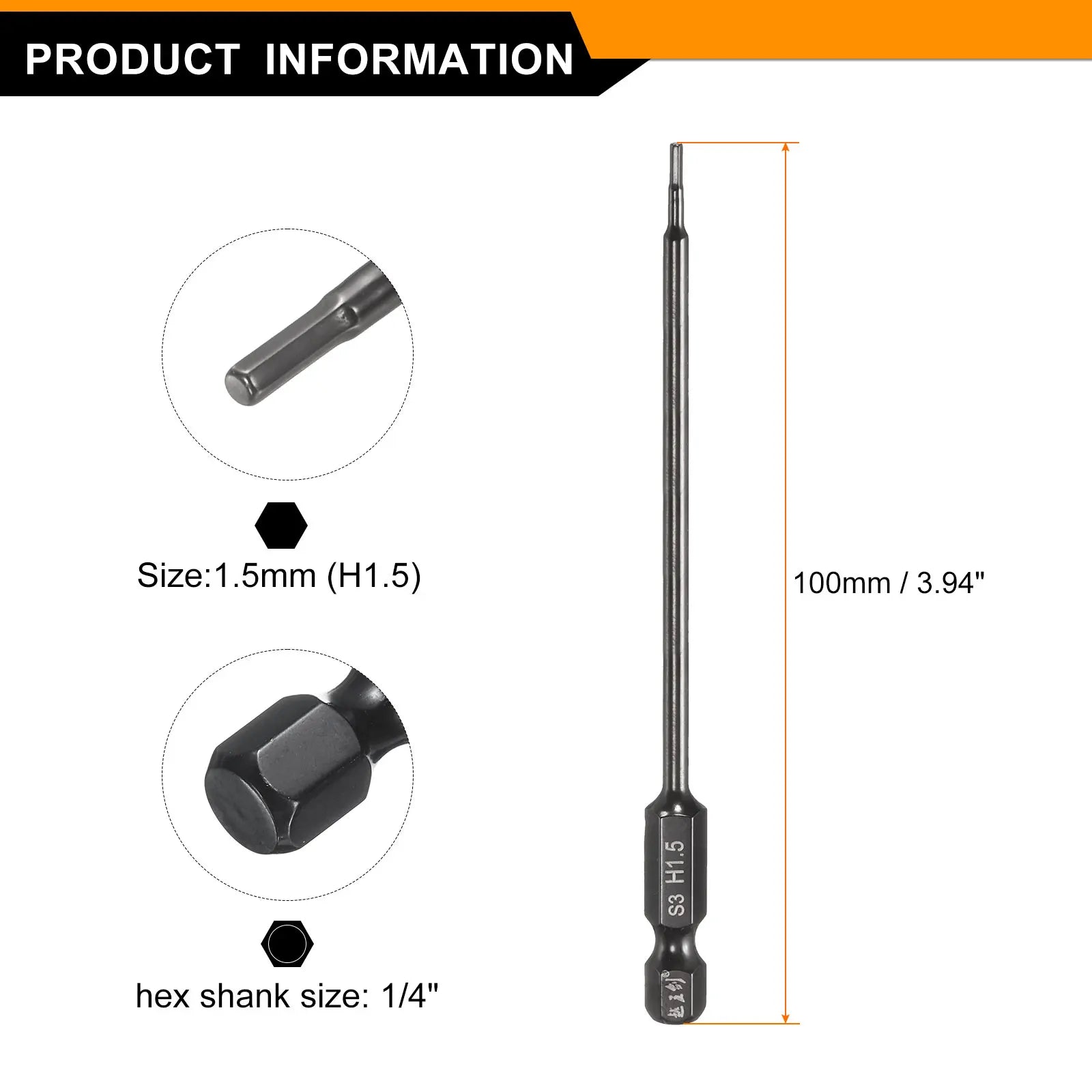 10/15pcs H1.5 H2 H2.5 H3 H4 H5 H6 H8 H10 Hex Head Wrench Drill Bit