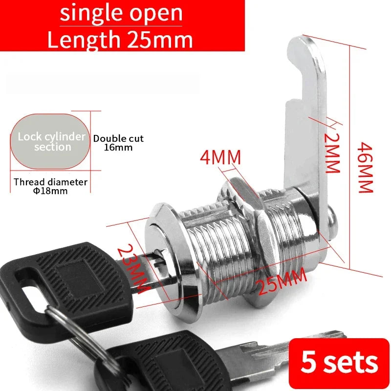 5/20 Sets Security Cam Locks - Metal Alloy Cylinder Cabinet Locker