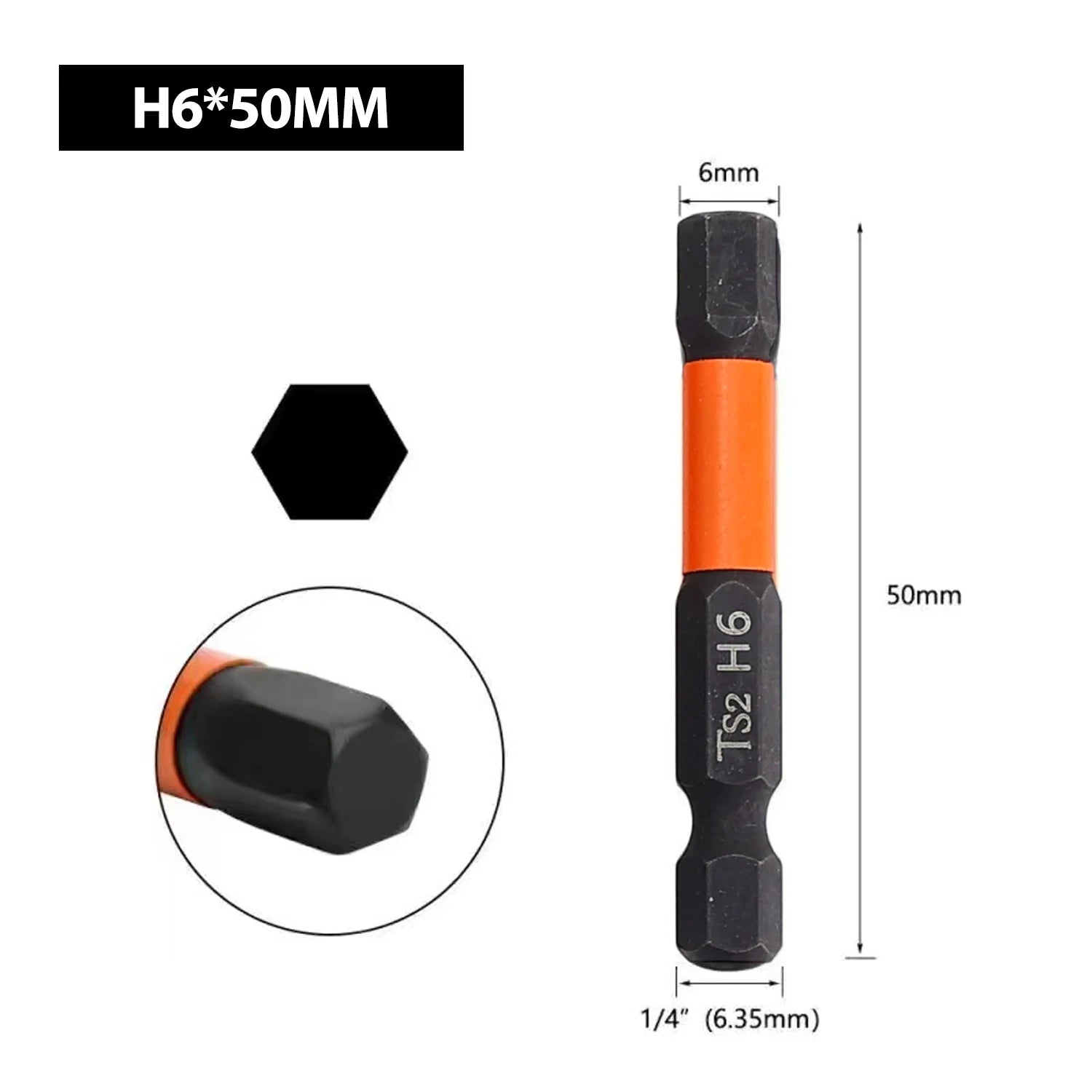 1/7x 50mm Hex Head Screwdriver Bit 1/4 Hex Quick Change Impact Driver