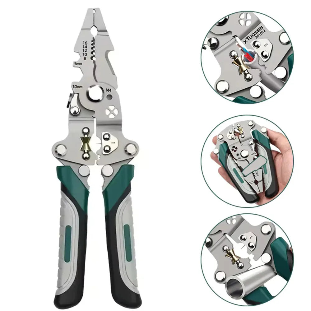 Foldable 18-in-1 Wire Stripping Pliers Crimping Tool