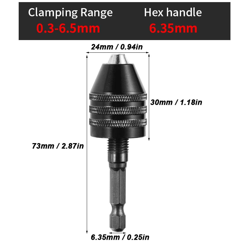 0.3mm-8.0mm Mini Keyless Chuck Electric Drill Bits Collet Converter