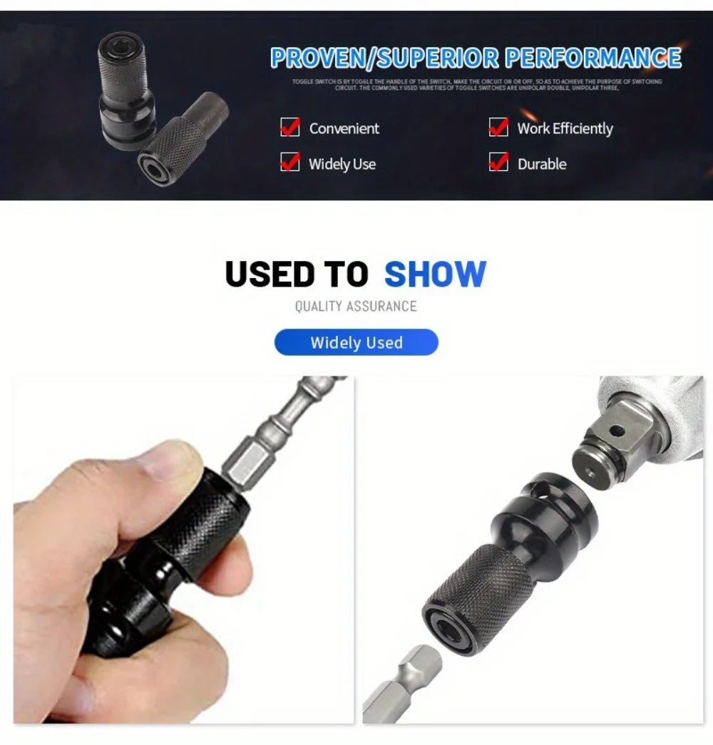 Impact Wrench to Drill Adapter 1/2 to 1/4 Hex Converter Socket