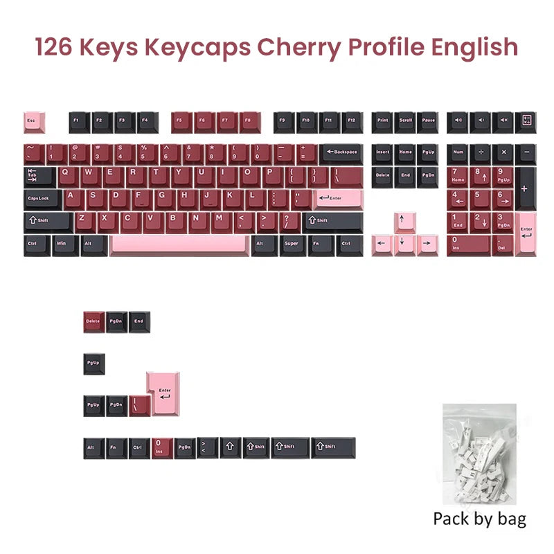 126 Keys Double Shot PBT Cherry Keycaps Mechanical Game Keyboard