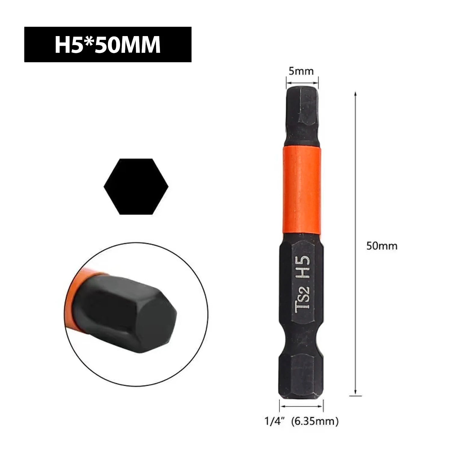 1/7x 50mm Hex Head Screwdriver Bit 1/4 Hex Quick Change Impact Driver