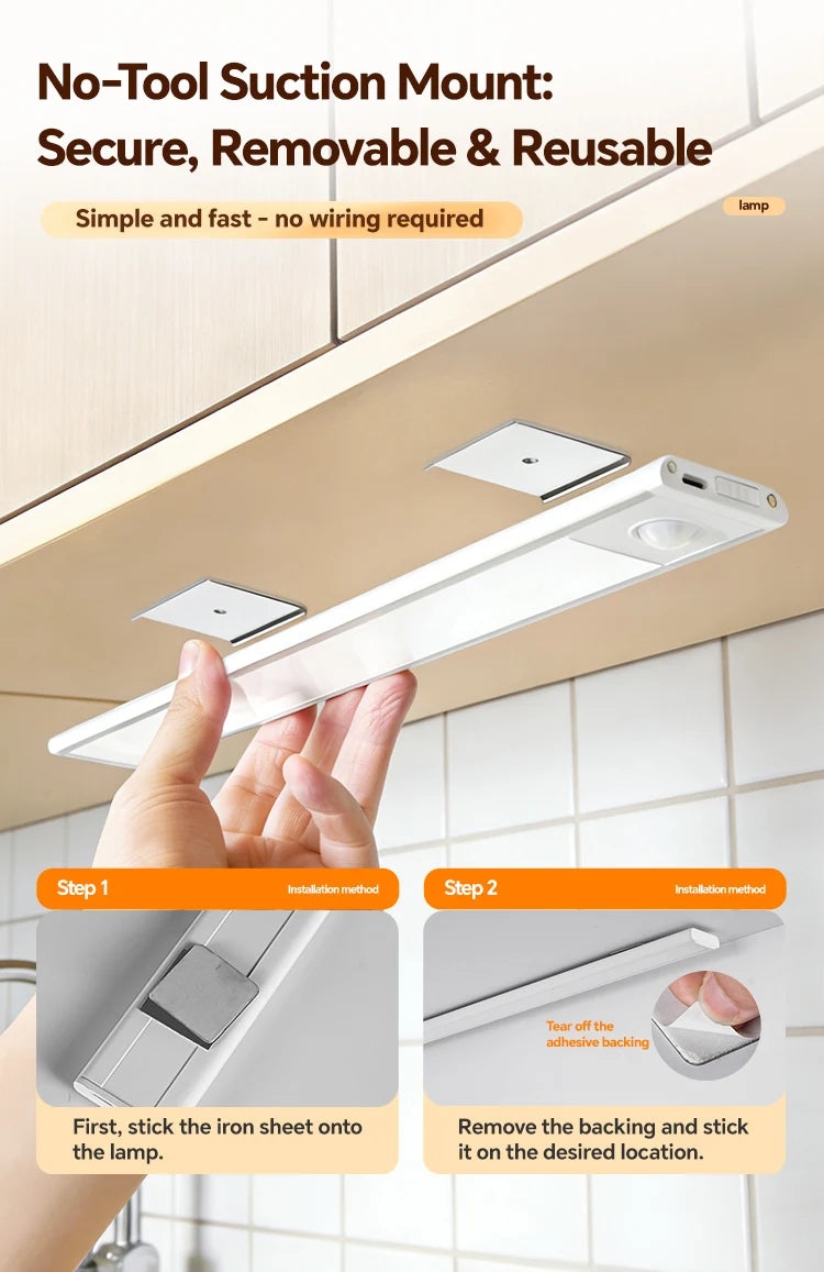 5V Type-C USB Rechargeable LED Motion Sensor Light Bar