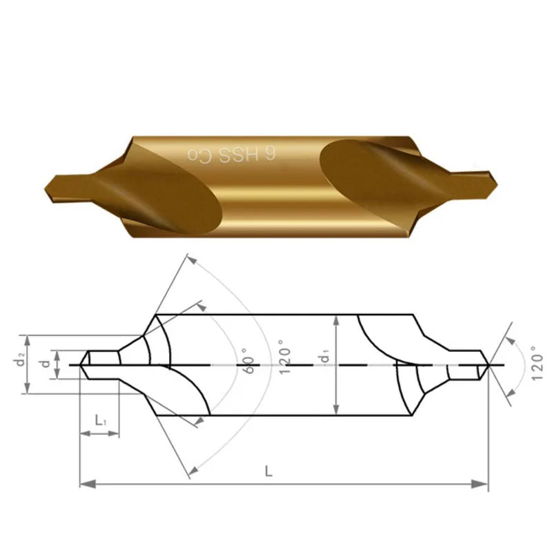 M35 Cobalt Center Drill Bit 60 Degree Countersink Drill Stainless