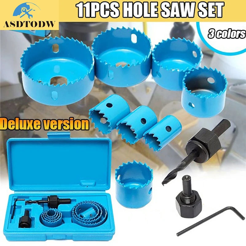 11pcs/set Hole Saw Cutting Set Kit Tools 19-64mm