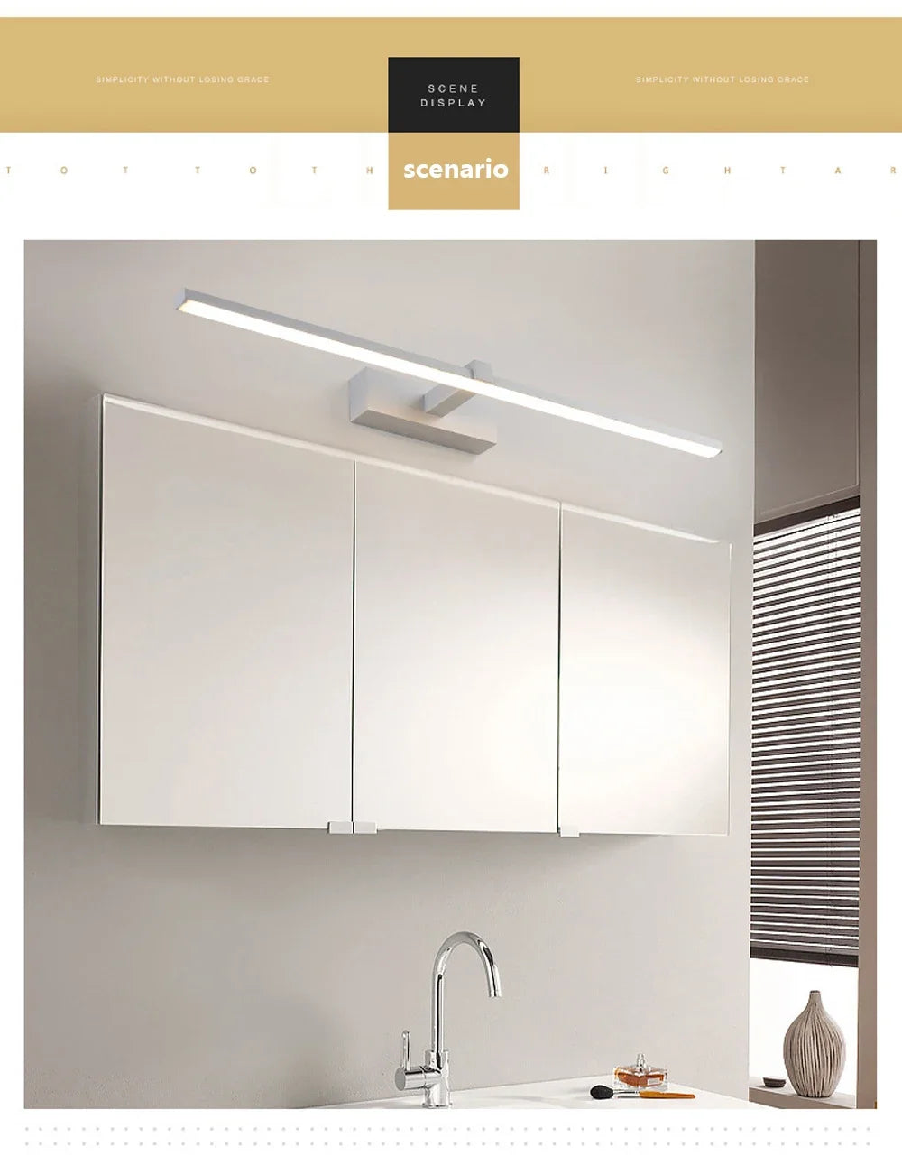 Modern LED Wall Light Bathroom Hardwares Wall Lamp Three Colors