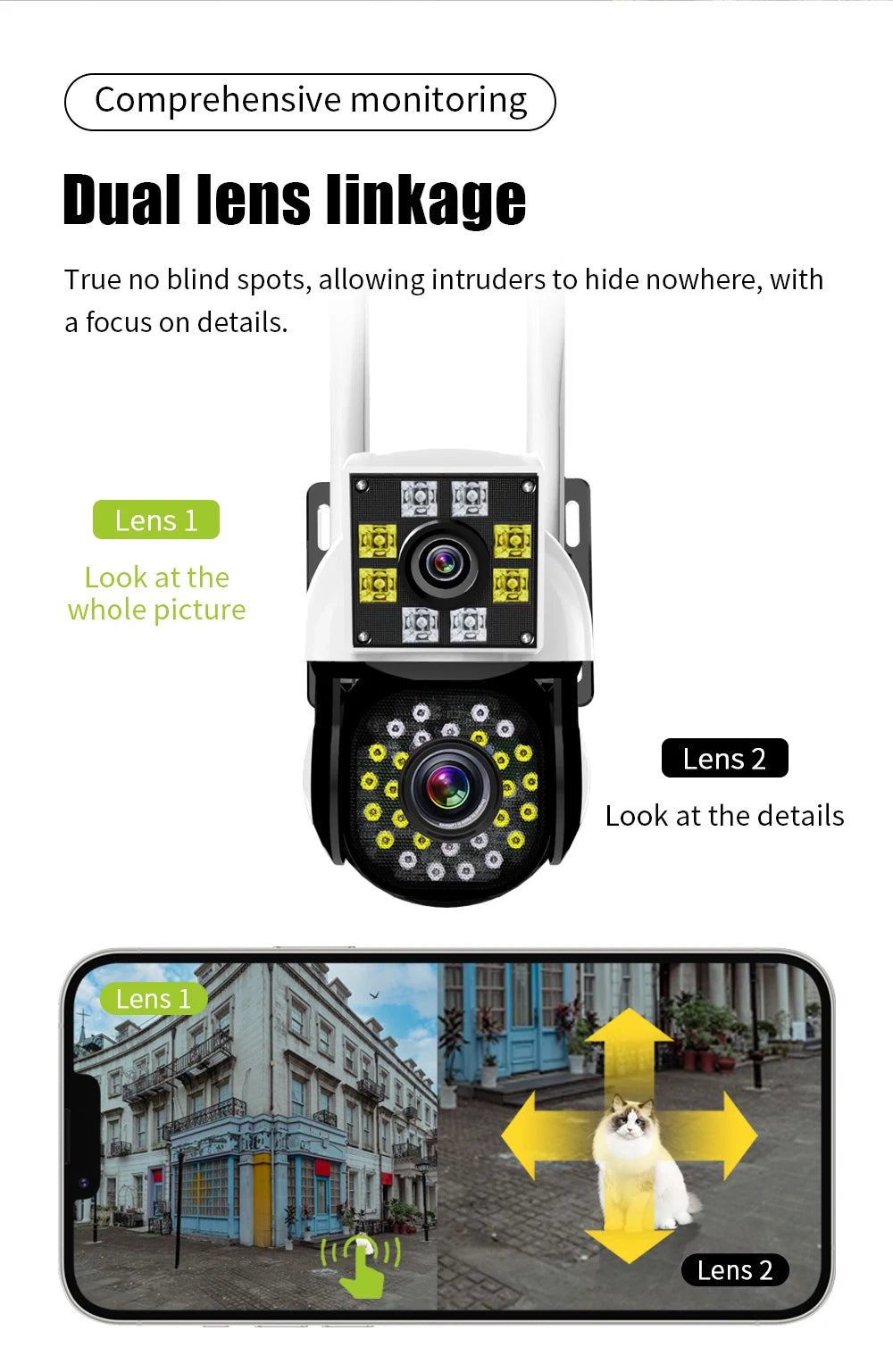 Neye 4K/8MP Wireless WiFi Camera 1080P Dual Lens Dual Screen Outdoor