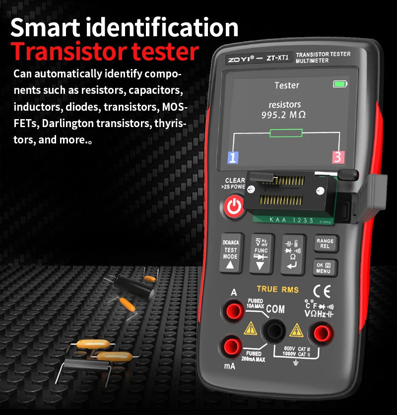ZOYI ZT-XT1 2-in-1 Transistor Tester Digital Multimeter 25000 Counts