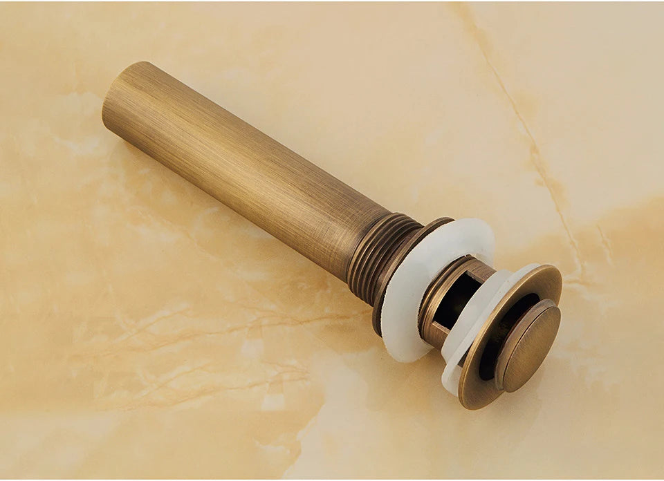 Antique Brass Pop Up Drain Bathroom Sink Push Down Pop Up Stopper