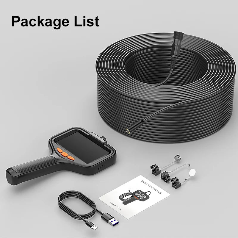 4.3'' Industrial Endoscope Camera 1080P HD 50m Rigid Cable Hand-held