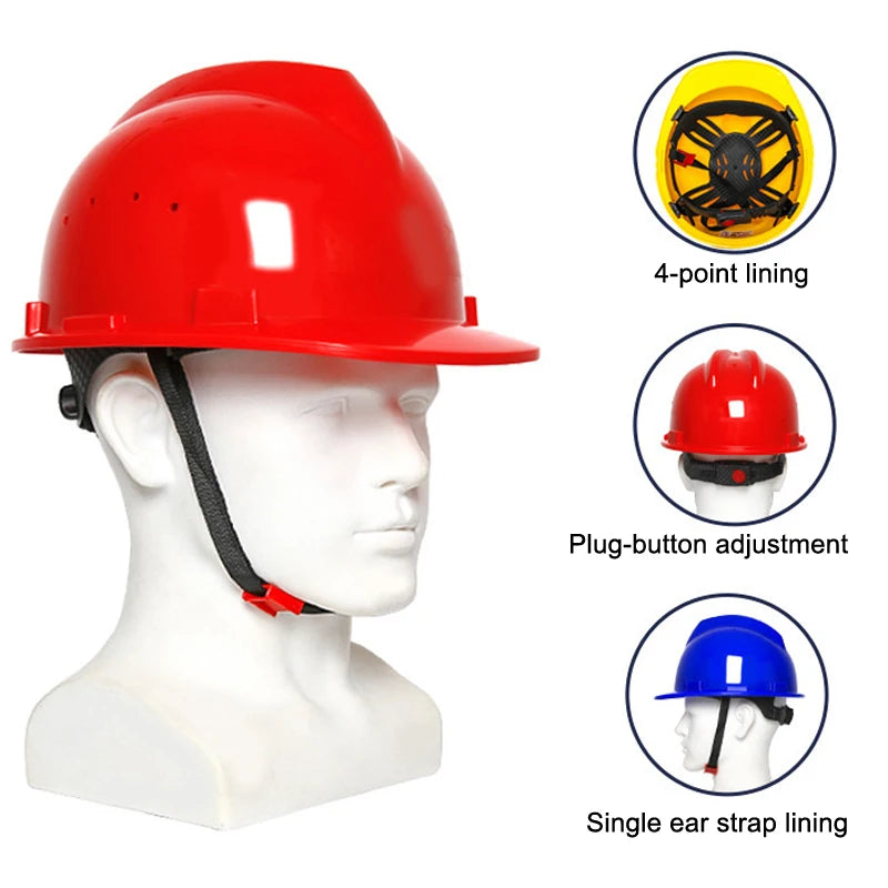 Heavy Duty Full Brim Construction Hard Hat – High Strength Impact Resistant