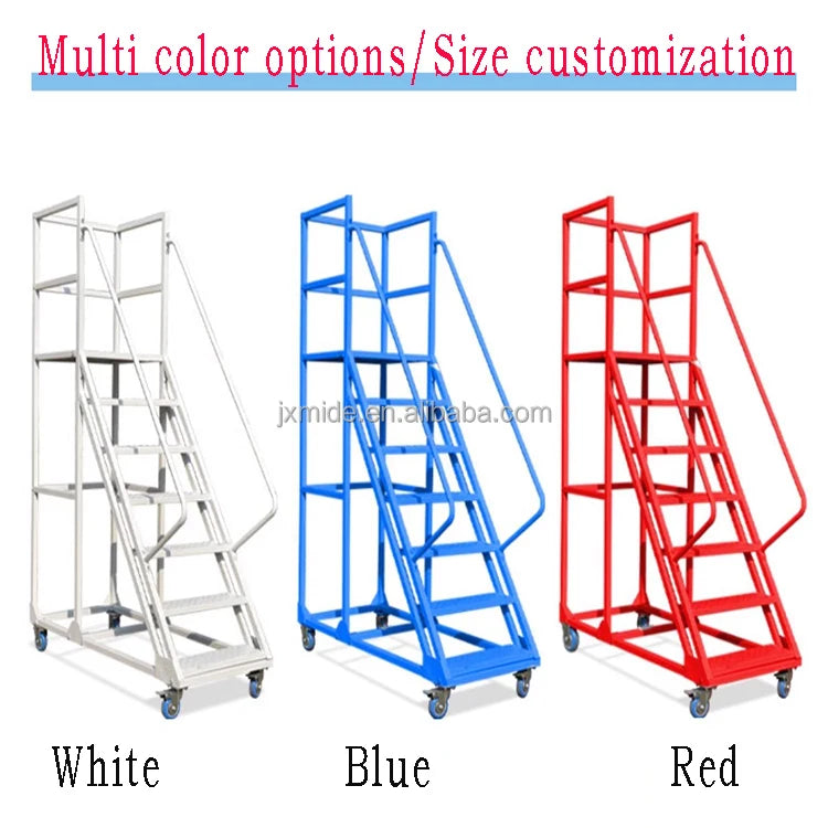 Mobile Platform Ladder with Wheels – Industrial Warehouse Elevator