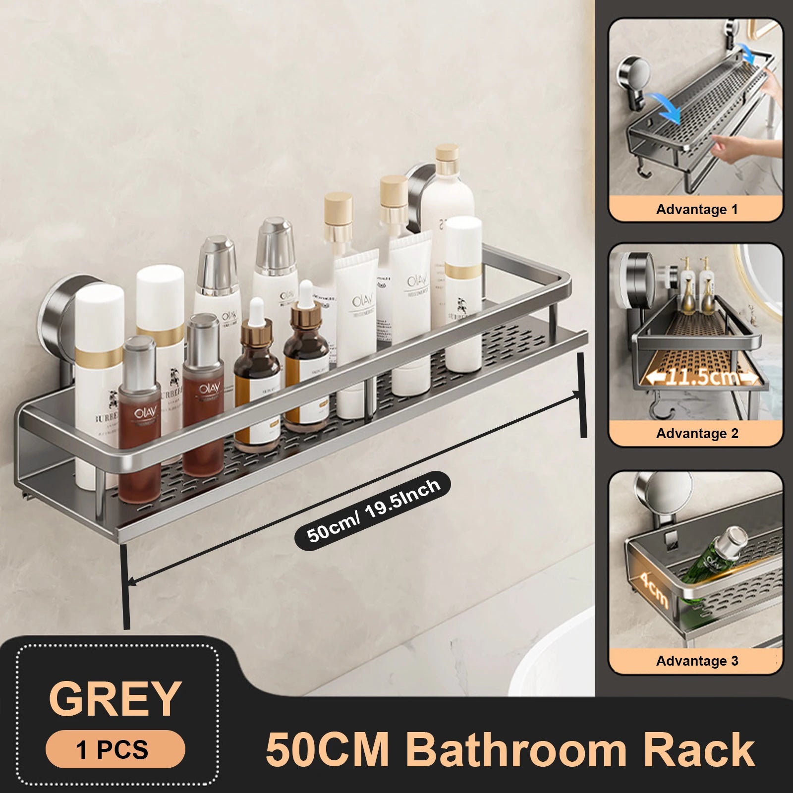 Suction Cup Bathroom Rack Bathroom Shelf Toilet Space Aluminum No