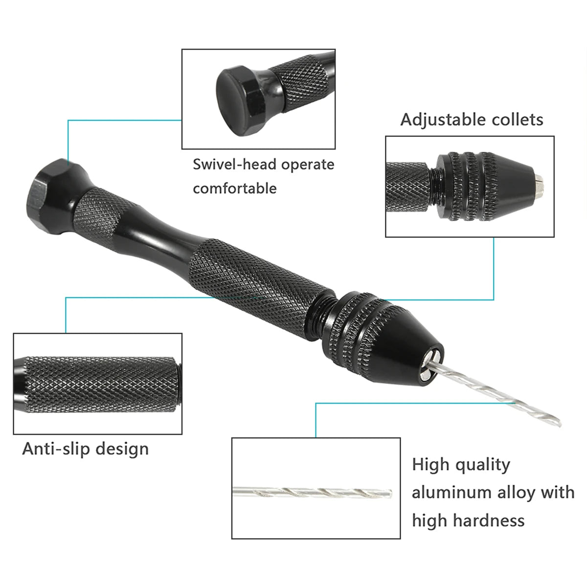 49Pcs Precision Pin Vise Hobby Drill with Model Twist Hand Drill Bits
