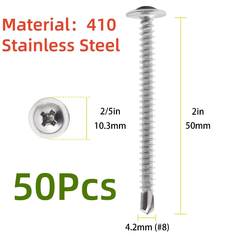 100pcs 410 Stainless Steel Truss Head Self-Tapping Screws