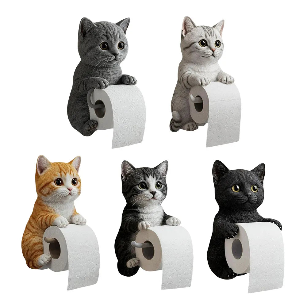Wall Mounted Toilet Paper Roll Holder Decorative Cat Shape Paper