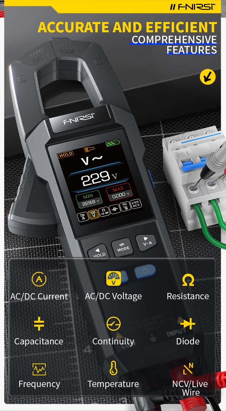 FNIRSI DMC-100 10000 Counts DC AC Current USB rechargeable Clamp