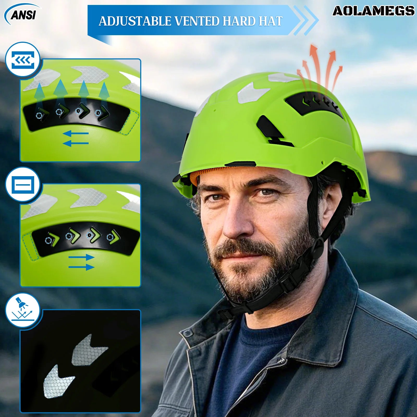 Construction Safety Helmet with Reflective Stickers – CE ABS Breathable Hard Hat