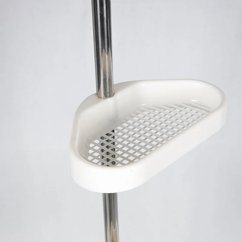 Bathroom Corner Shower Tension Pole Rust Proof Telescopic Rod 4 Tier