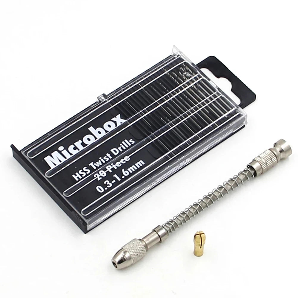 22Pcs 0.3mm-1.6mm Hand Drill Bit Set Semi-Automatic Micro Mini HSS