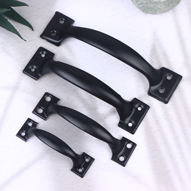 2Pcs Door Handle+8pcs Screws Iron Door Handle Gate Handle Pull For