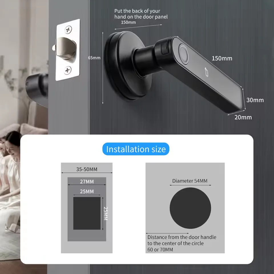 Tuya App Bluetooth Smart Fingerprint Door Lock Password Mechanical