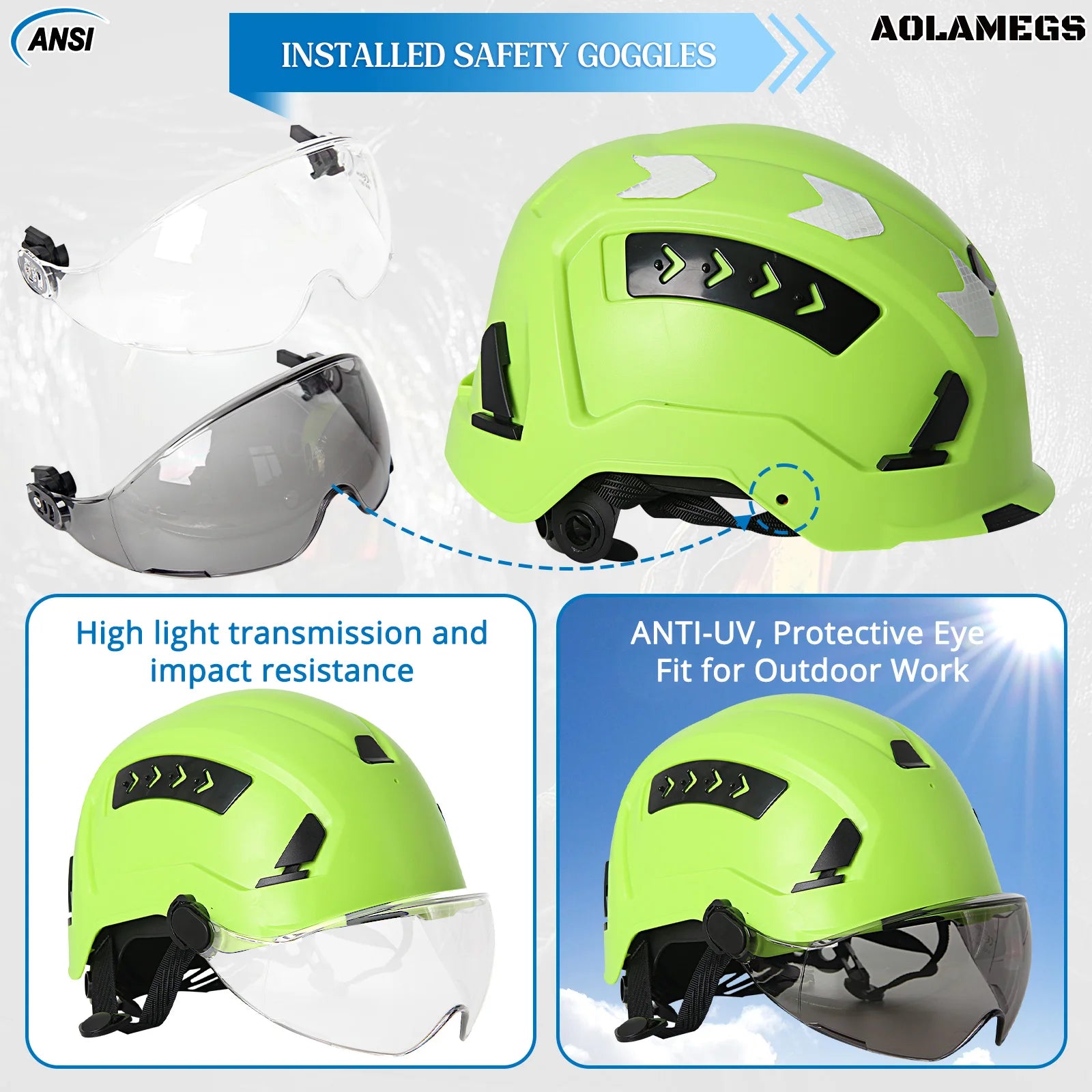 Construction Safety Helmet with Reflective Stickers – CE ABS Breathable Hard Hat