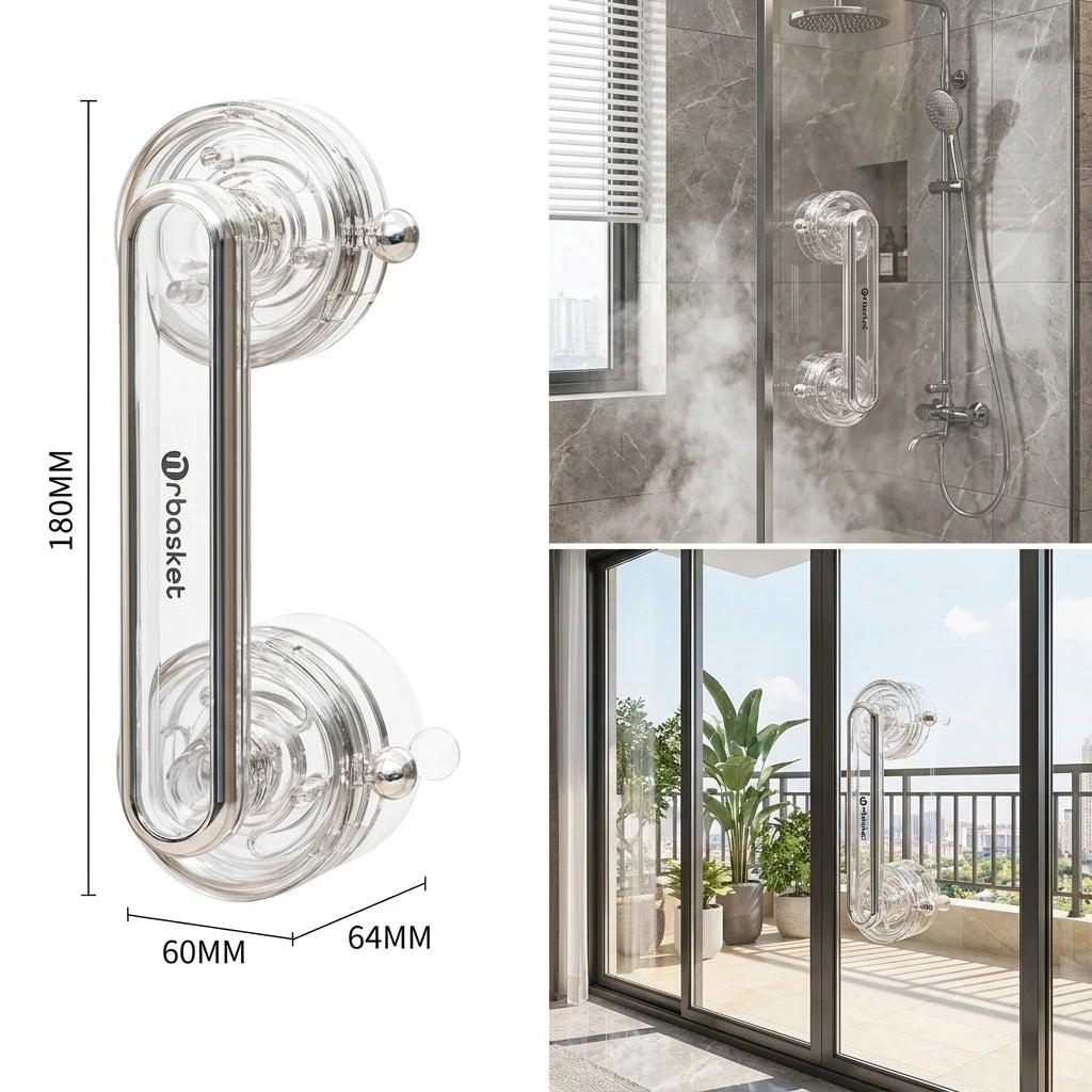 Waterproof Anti-slip Suction Cup Sliding Door Handle Removable