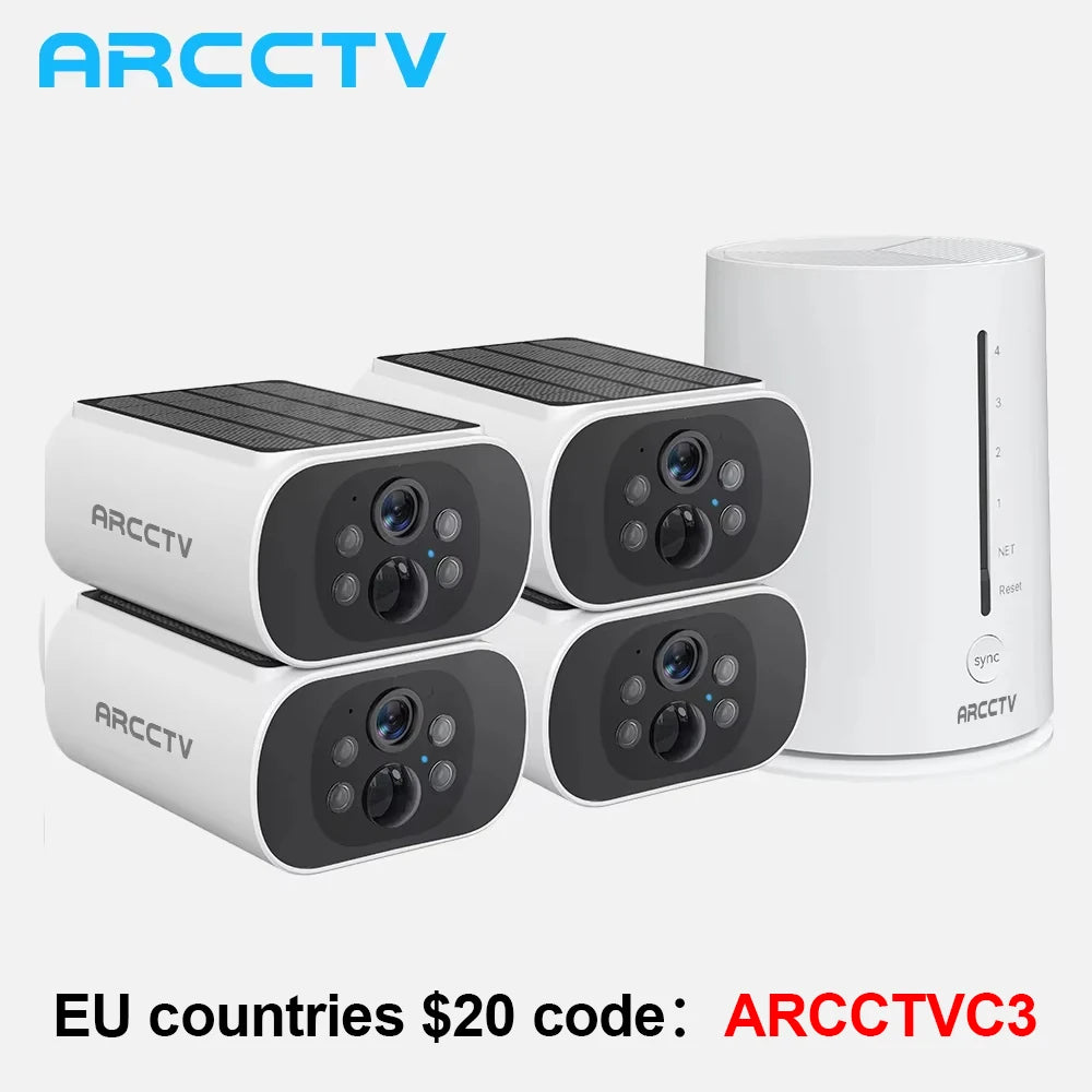 ARCCTV 4MP Wifi Solar Battery Camera Kit Surveillance Security System