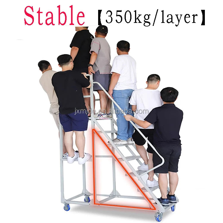 Mobile Platform Ladder with Wheels – Industrial Warehouse Elevator