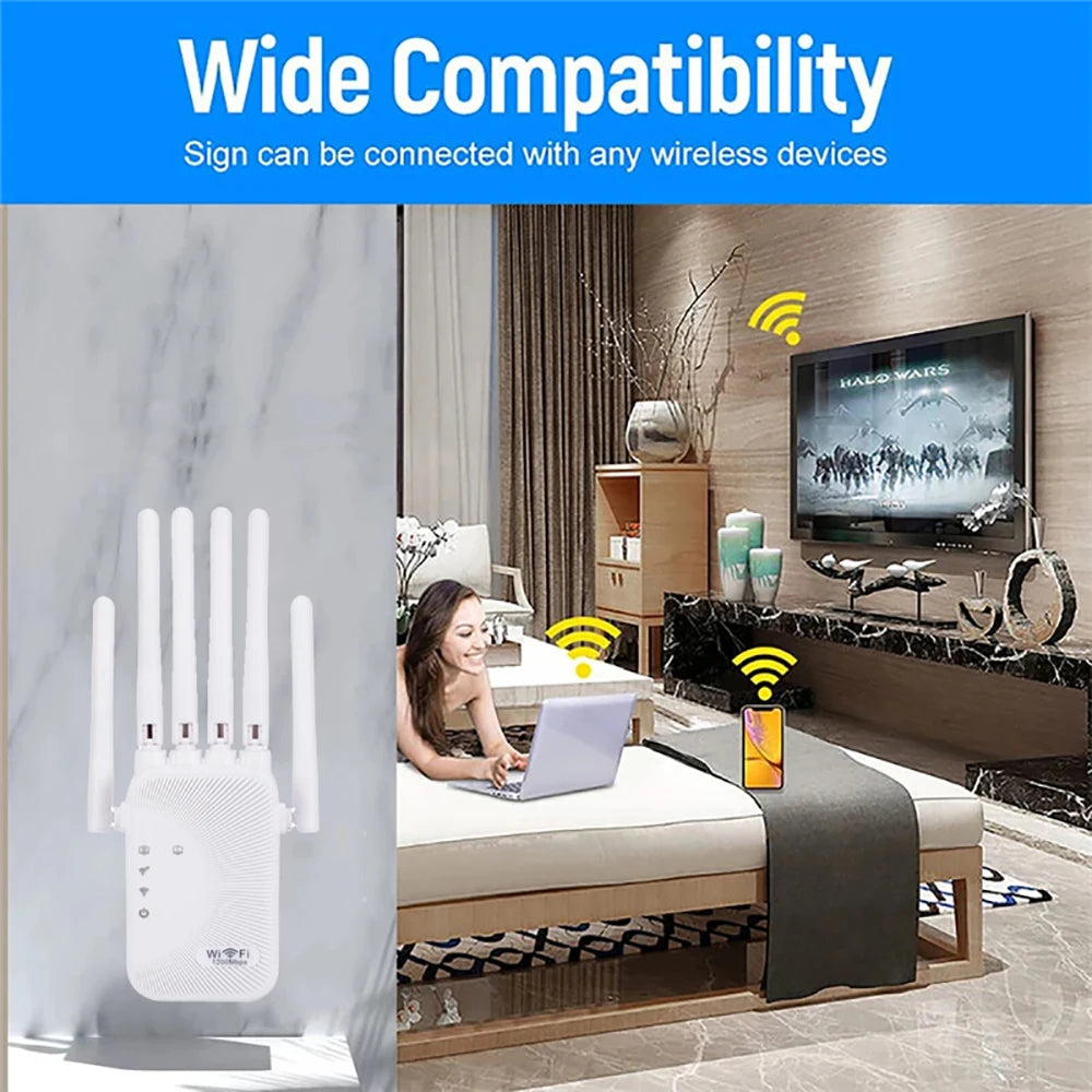Kebidumei 1200/300Mbps WiFi Repeater Amplifier – 2.4G/5G Range