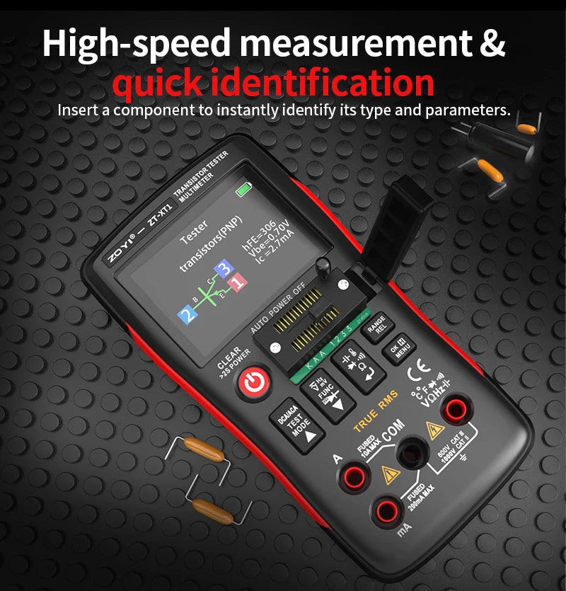 ZOYI ZT-XT1 2-in-1 Transistor Tester Digital Multimeter 25000 Counts
