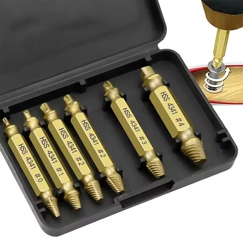 Damaged Screw Extractor Set — HSS Drill Bit Stripped & Broken Bolt ...