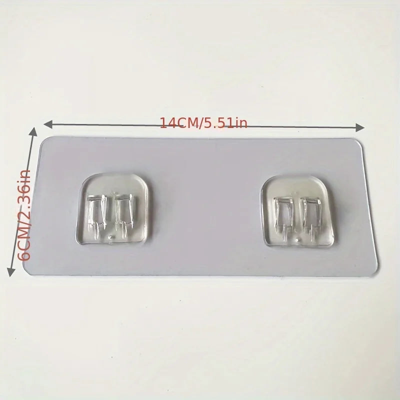 No Drill Double Bathroom Shelf with 4 Seamless Hooks