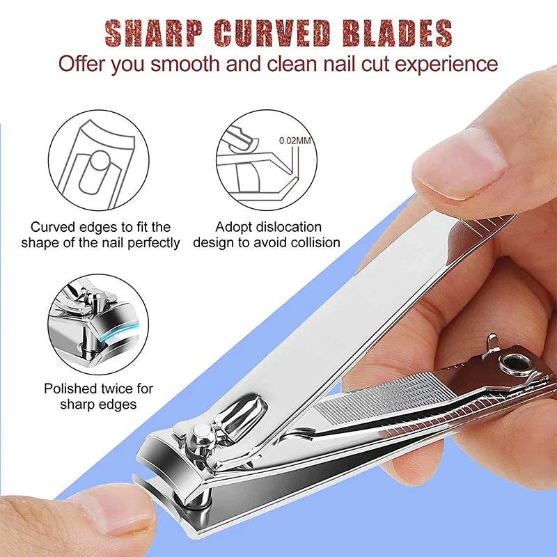 Splash resistant nail clippers, stainless steel scissors