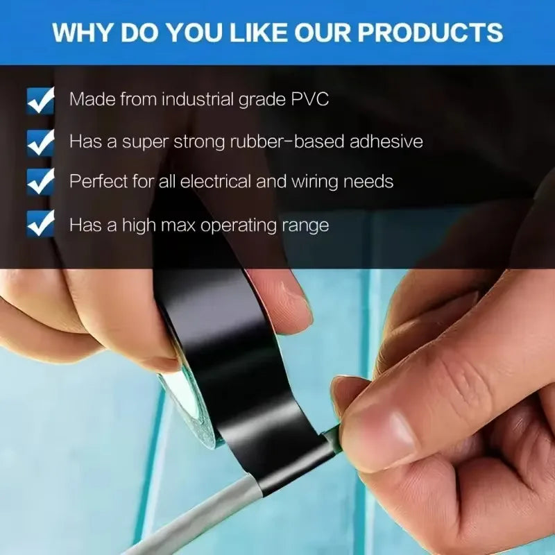 50m high-temperature resistant black rubber electrical tape-durable