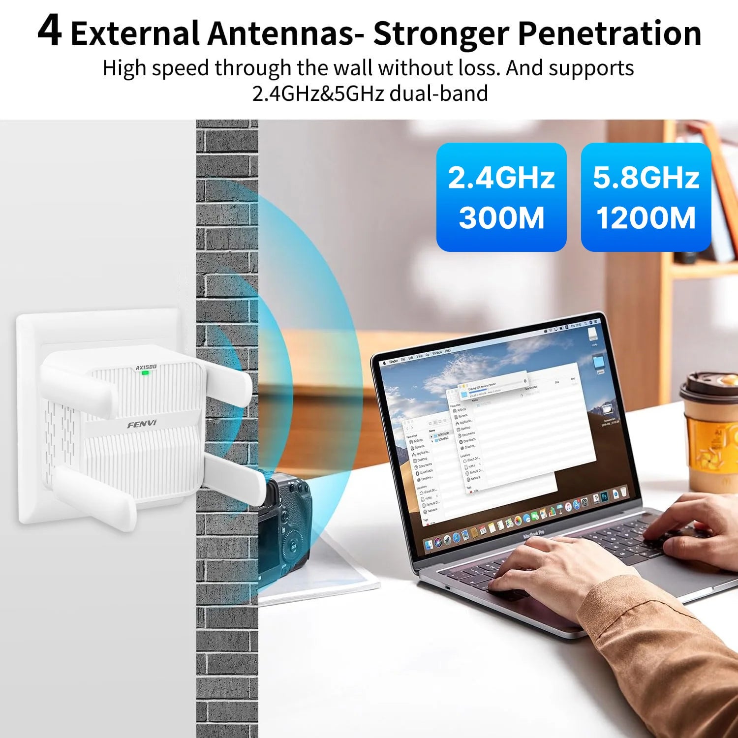 FENVI AX1500 WiFi 6 Repeater & Extender – Dual Band 2.4G/5GHz