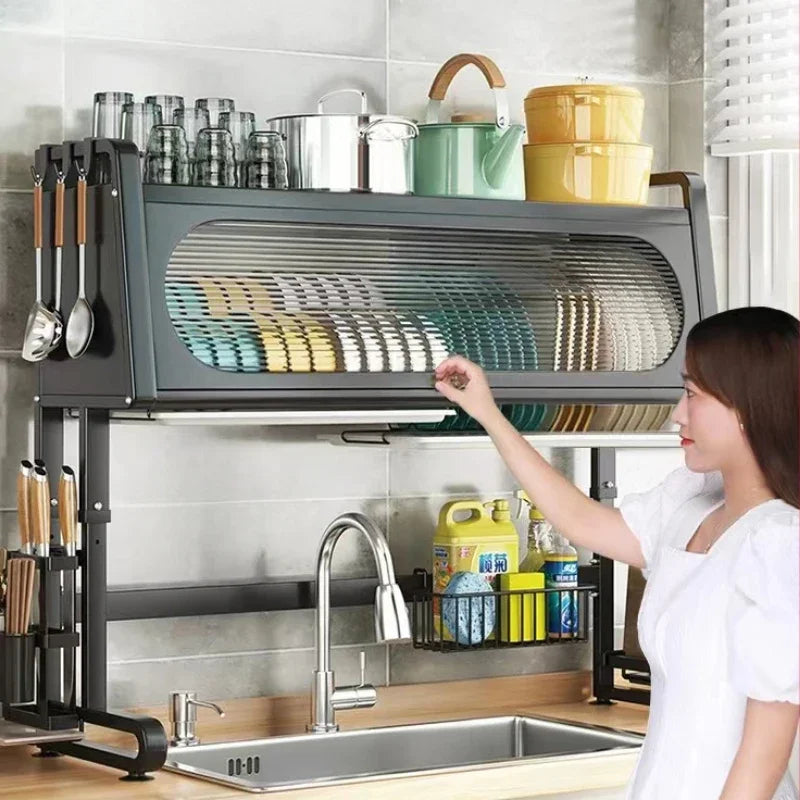 3-Tier Over-Sink Dish Drying Rack – Large Metal Kitchen Shelf