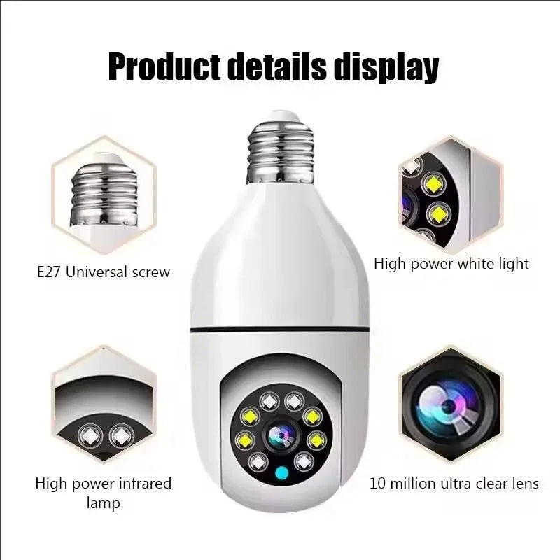 Bulb E27 Surveillance Camera Full Color Night Vision Automatic Human
