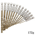 Hexagonal Handle 13pc Titanium Plated Fried Dough Twists Drill